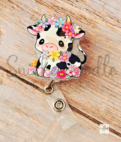 Floral Cow Badge Reels