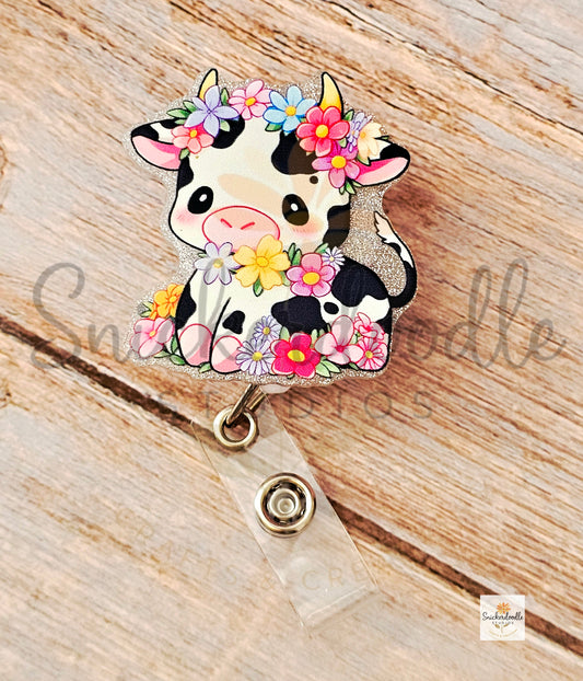 Floral Cow Badge Reels