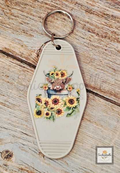 Cow-themed Motel Keychains