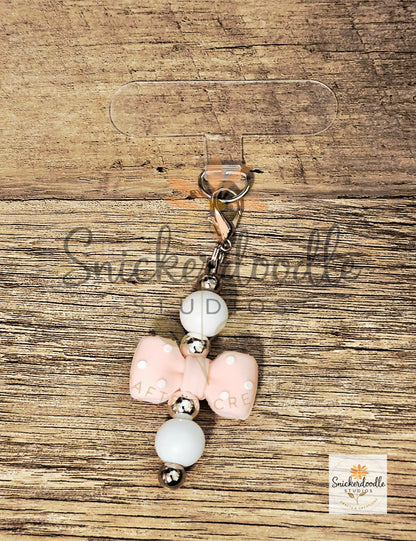 Pink Polka Dot Bow Phone/Tablet/Kindle Charm w/attachment