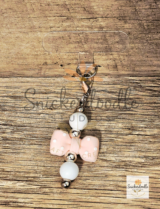 Pink Polka Dot Bow Phone/Tablet/Kindle Charm w/attachment