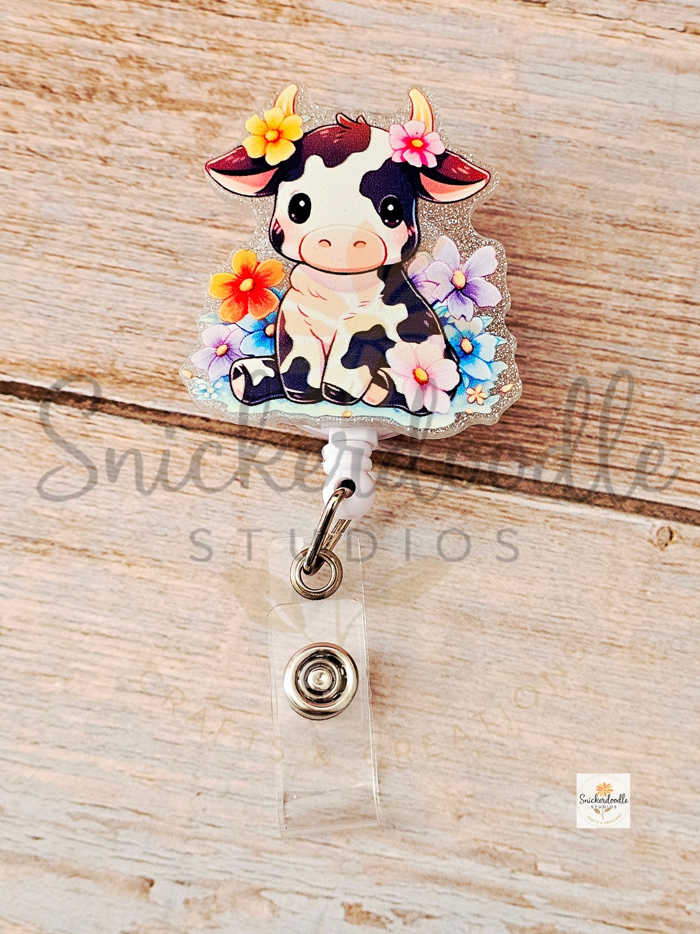 Floral Cow Badge Reels