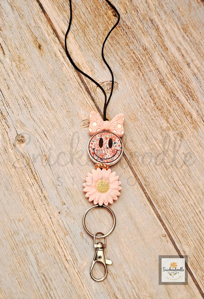 Pink Smiley Lanyard