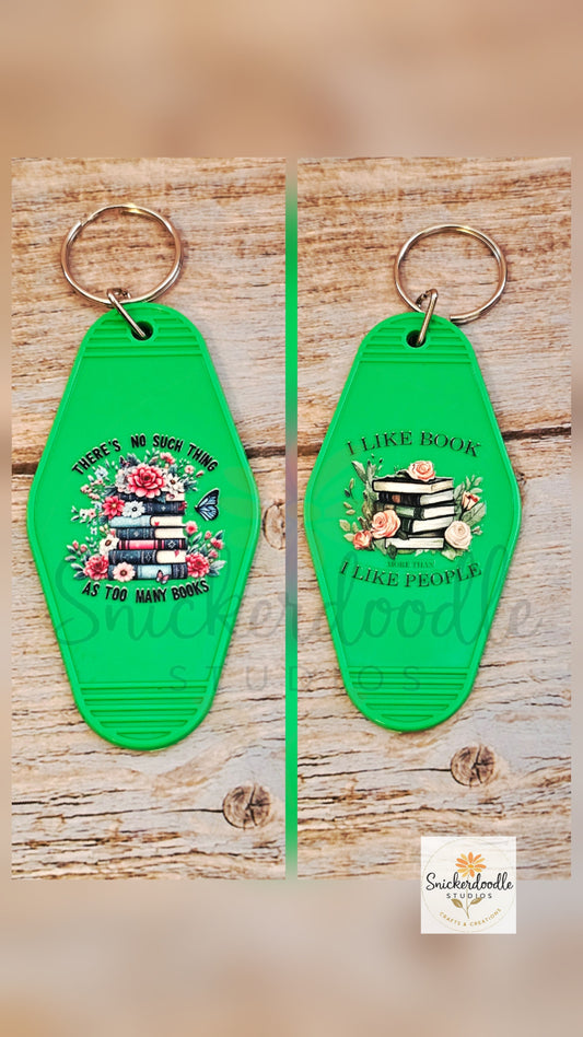 Too Many Books Motel Keychain