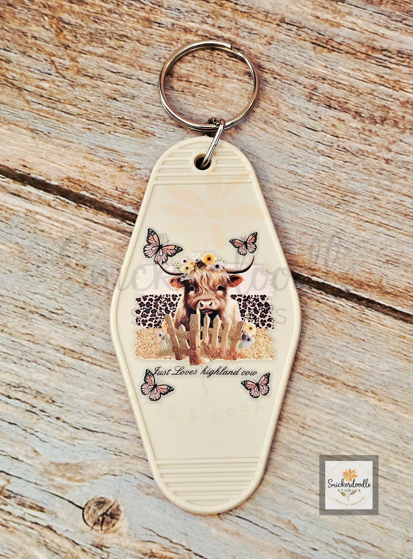 Cow-themed Motel Keychains