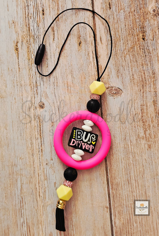 Pink Bus Driver Car Charm
