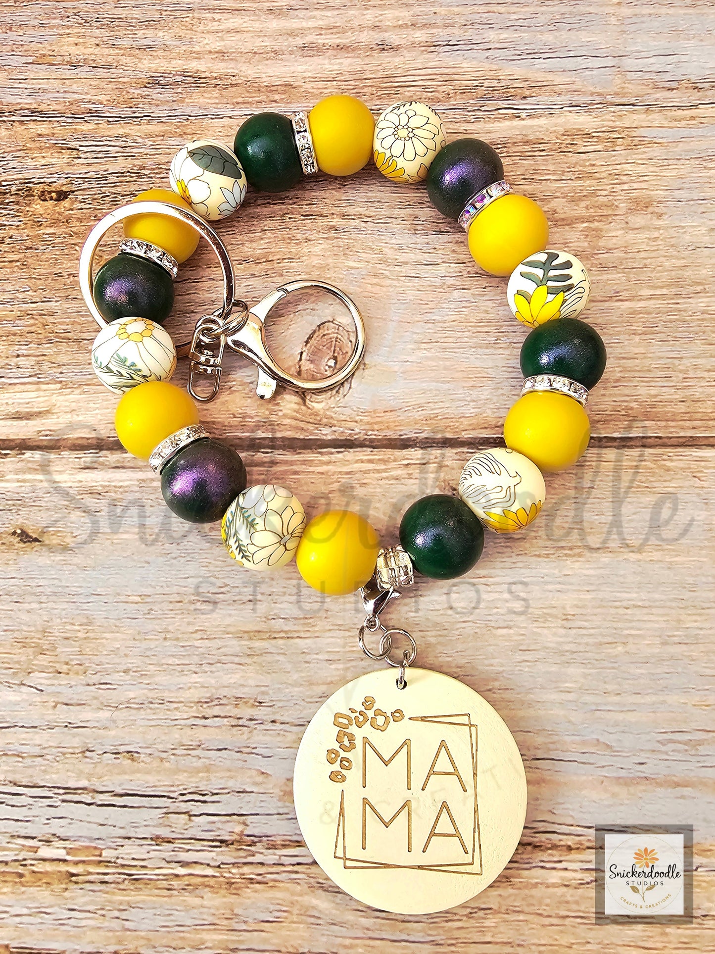Yellow Floral Mama Wristlet