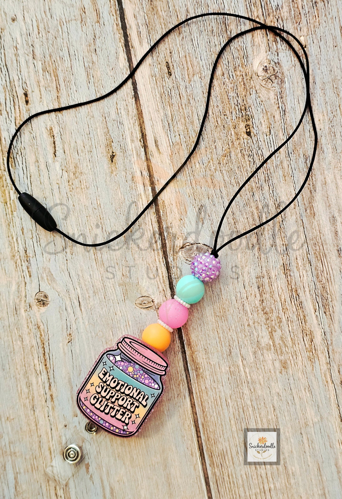 Emotional Support Glitter Lanyard