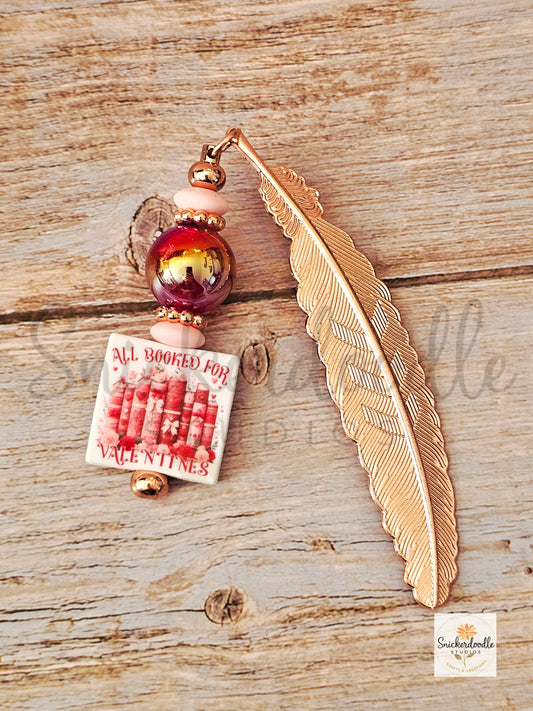 Booked for Valentine's Feather Bookmark