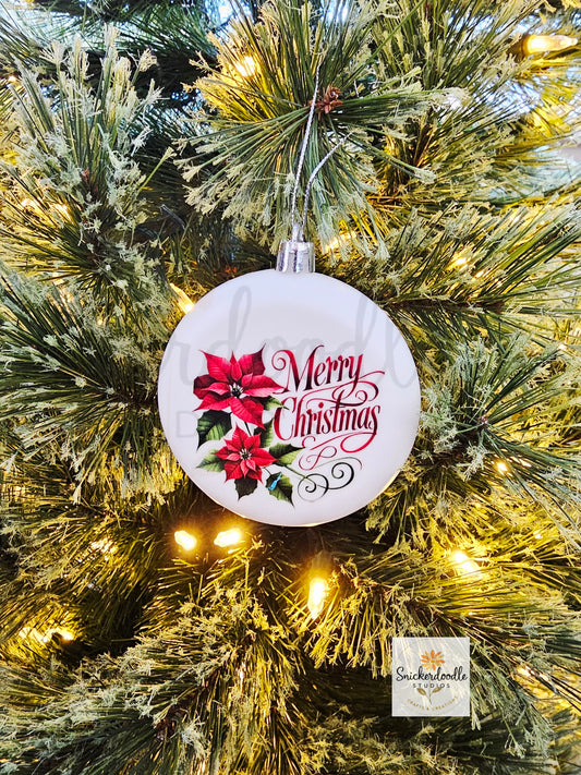Merry Christmas Poinsettia Ornament