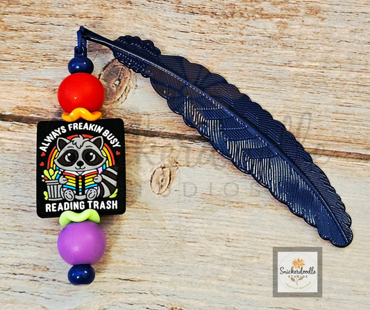 Always Reading Trash Metal Feather Bookmark