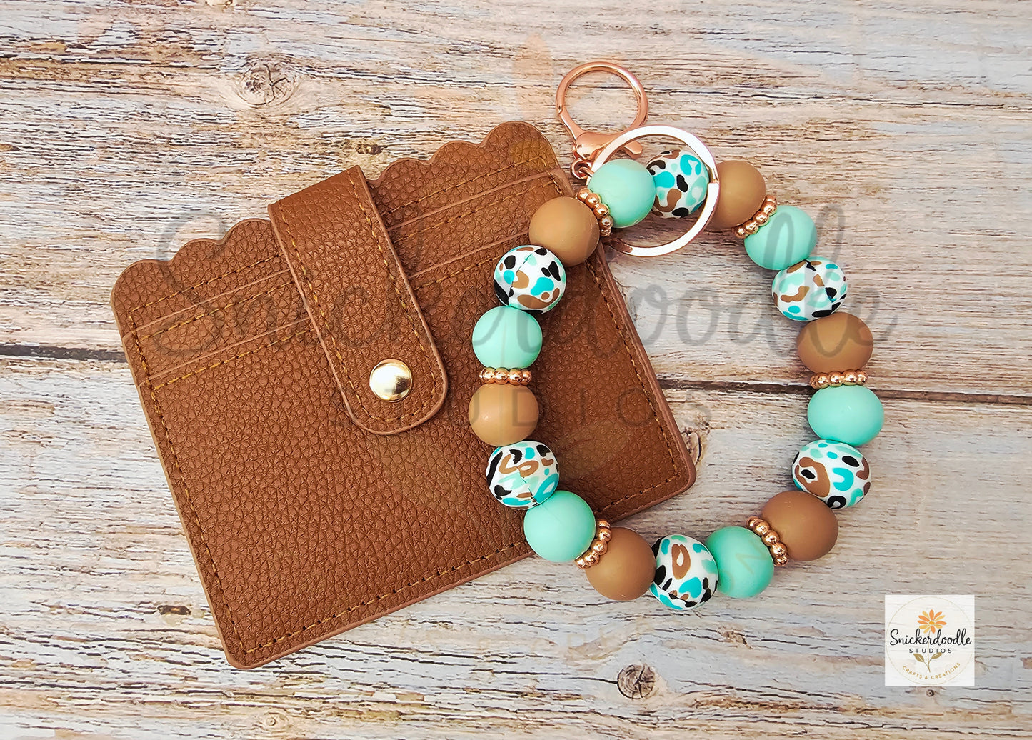 Blue Animal Print Wristlet w/ Wallet