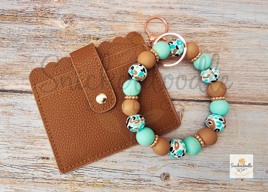 Blue Animal Print Wristlet w/ Wallet