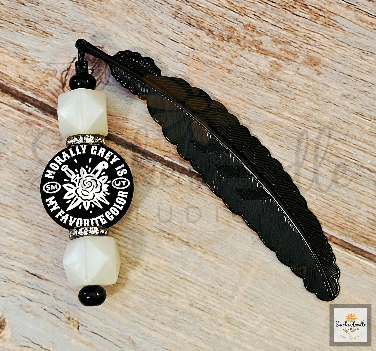 Morally Grey Metal Feather Bookmark